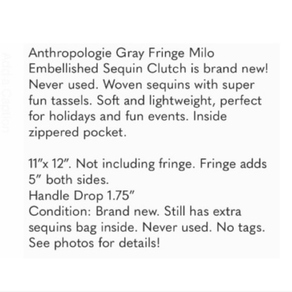 🆕 Anthropologie Milo Clutch Gray Fringe Embellished Sequin Bag New - Picture 7 of 7